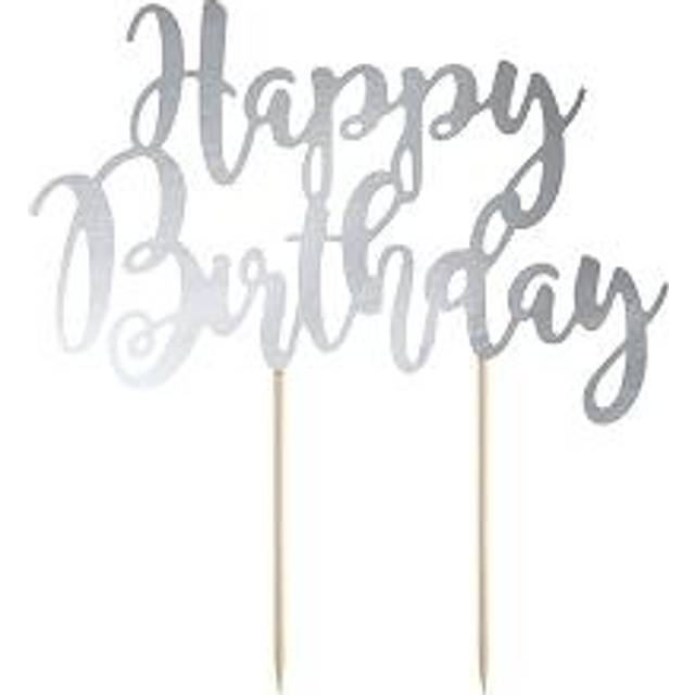 PartyDeco Cake Topper 20 x 13 cm Sølv Kakepynt