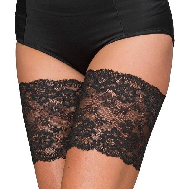 Trofé Thigh Lace Strømpebukser Svart Polyamid