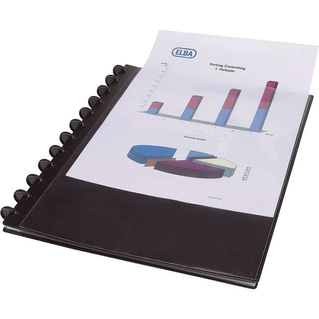 Oxford ELBA Vario-Zipp Ringmappe Overhead A4 Schwarz Glasklare Tasche mit 20 Overheadhüllen