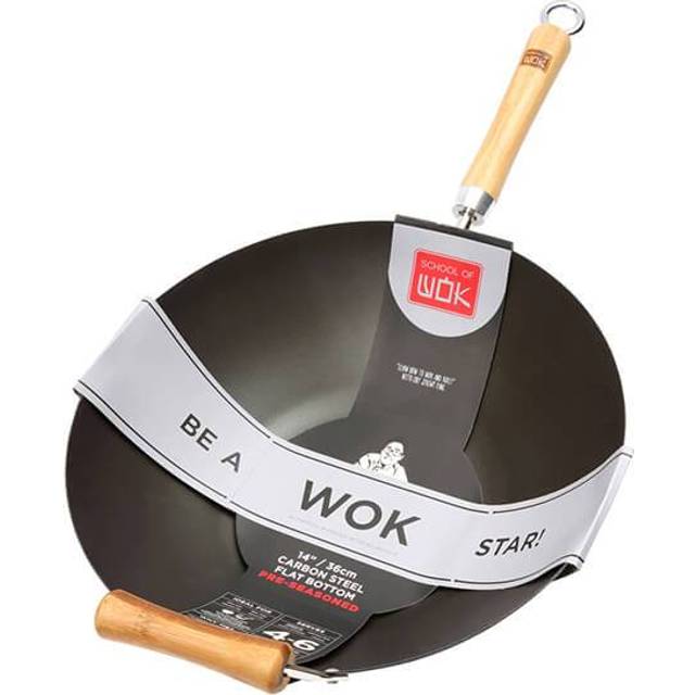 School of Wok Pre-Seasoned Carbon Steel 36 cm