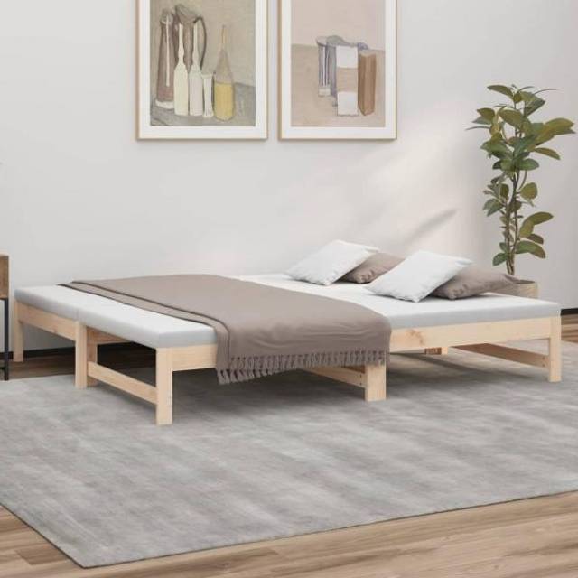 vidaXL Uttrekkbar Seng Massivt Furu 2x75x190 cm