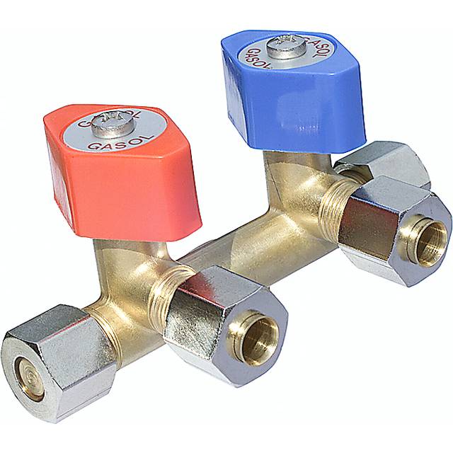Gass Dobbel Stengeventil 3/8 For 8mm Rør