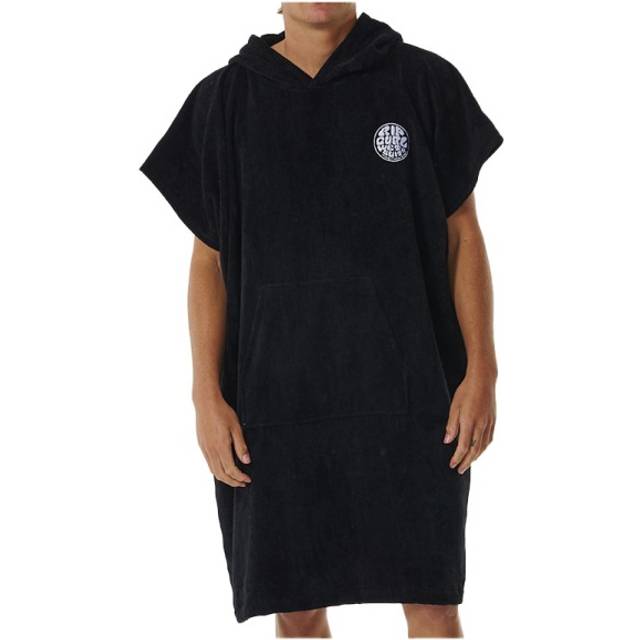 Rip Curl Logo Hooded Towel Poncho - Black