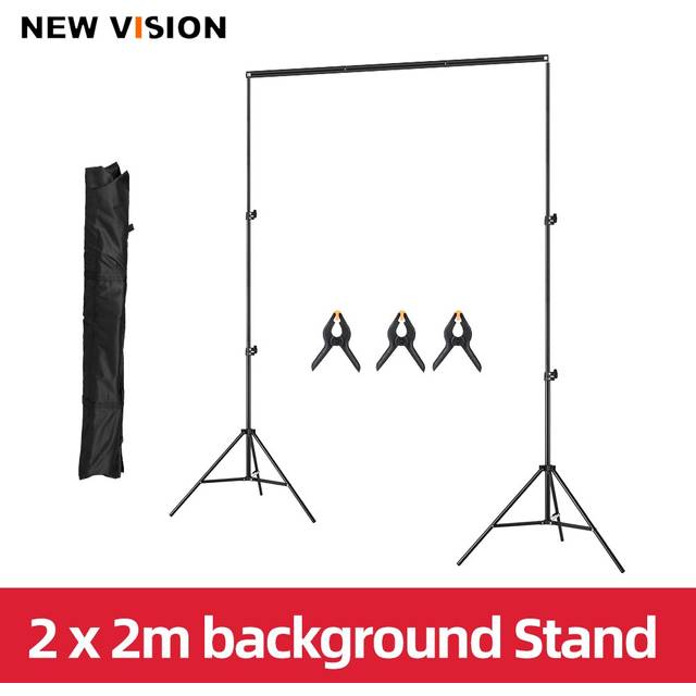 2 x 2m 6.5ft*6.5ft bakgrunnsramme lysstativ 3 stk klips bæreveske bakgrunnsstativ studiosett