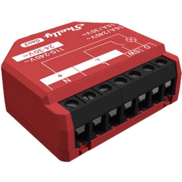 Shelly 1PM Gen3 WiFI relæ med effektmåling 24VDC/230VAC