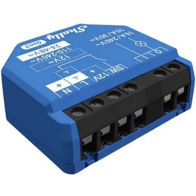 Shelly 1 Gen3, WiFI relæ med potentialfrit kontaktsæt