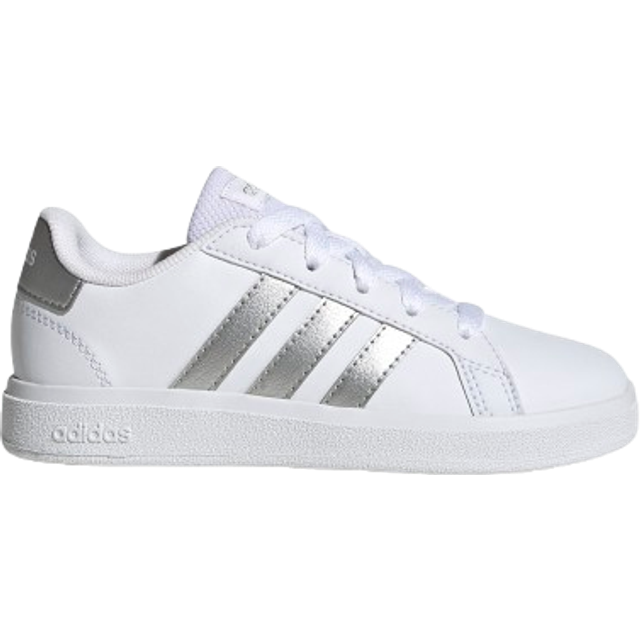 adidas Grand Court Lifestyle Tennis Lace-Up Shoes - Cloud White/Matte Silver
