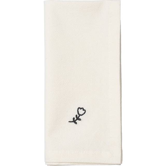 Broste Copenhagen Mai Serviett 45x45 cm Hvit Tøyserviett Hvit, Svart (45x45cm)