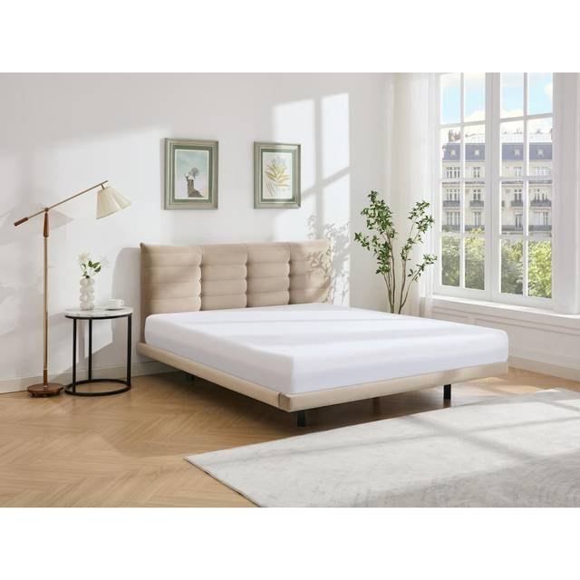 Vente-unique Komplett Sengepakke Olivia 180x200 Glatt Sengegavl Beige Rammemadrass