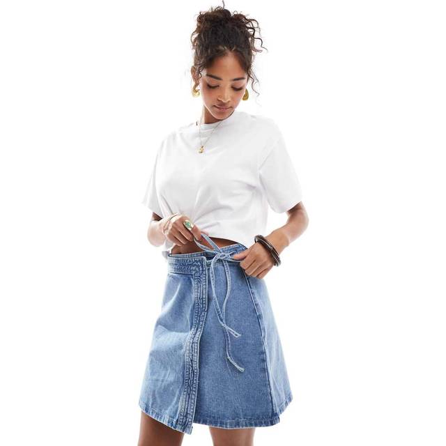 Vero Moda Vmliza MR Short Denim Wrap Skirt - Blue