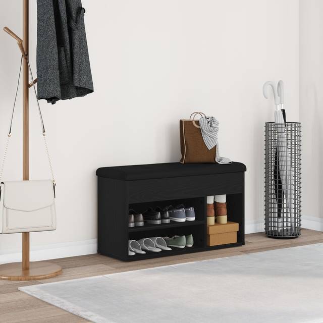 vidaXL Sort Eik 80 x 30 x 45 cm Oppbevaringsbenk