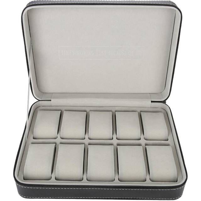 Neoglint 10 Grids Watch Display Storage Box Zipper Travel Collector Case Organizer