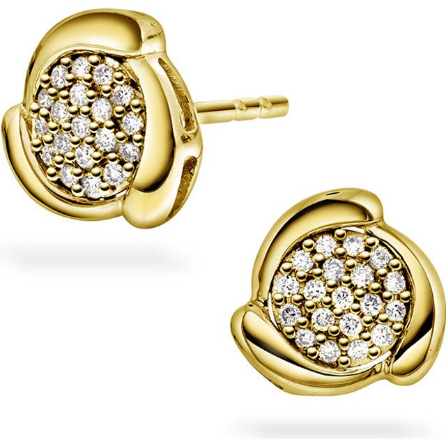 Pan Jewelry Øredobber Med Diamanter 0,12 ct - Gult Gull