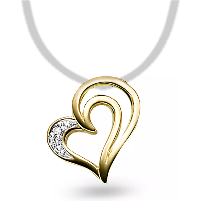 Pan Jewelry Hjerte Anheng - Gold/Diamonds