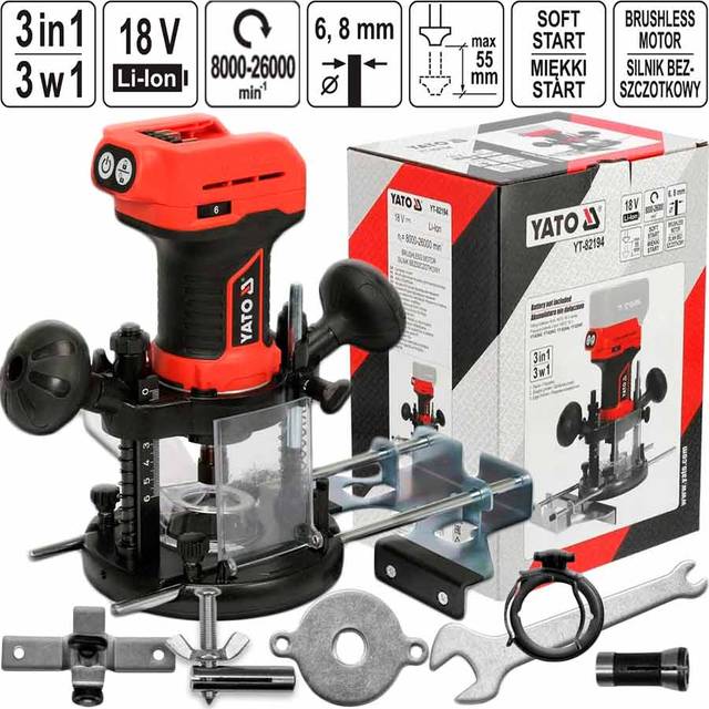 YATO Frezarka 3W1 18V Uten Batteri Og Lader
