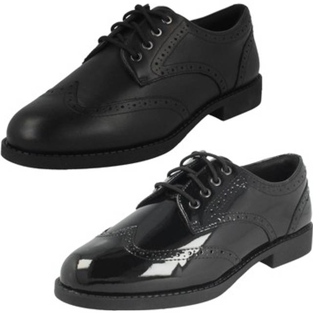 Clarks Boys Leather Tapa Pure Brogues - Black
