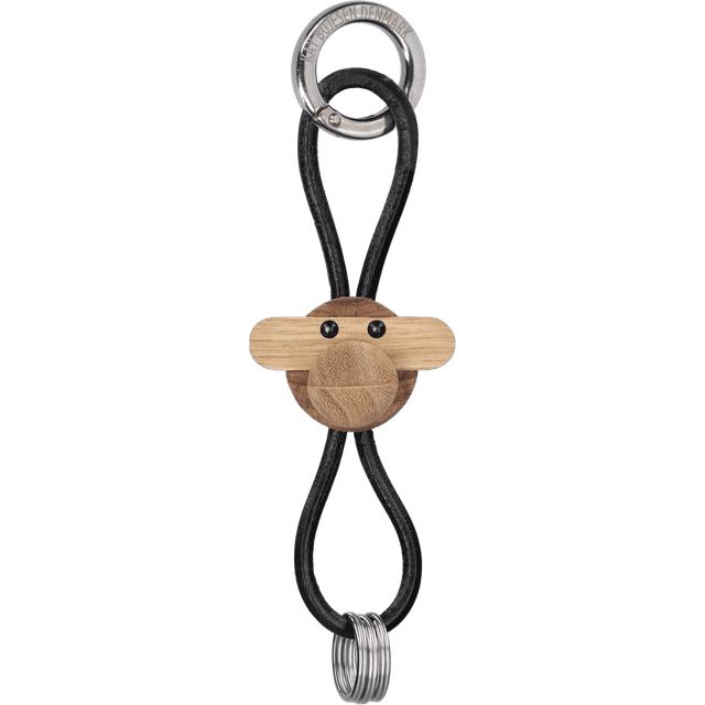 Kay Bojesen Denmark Ape Nøkkelring 3 cm - Sølv/Svart/Teak Limba