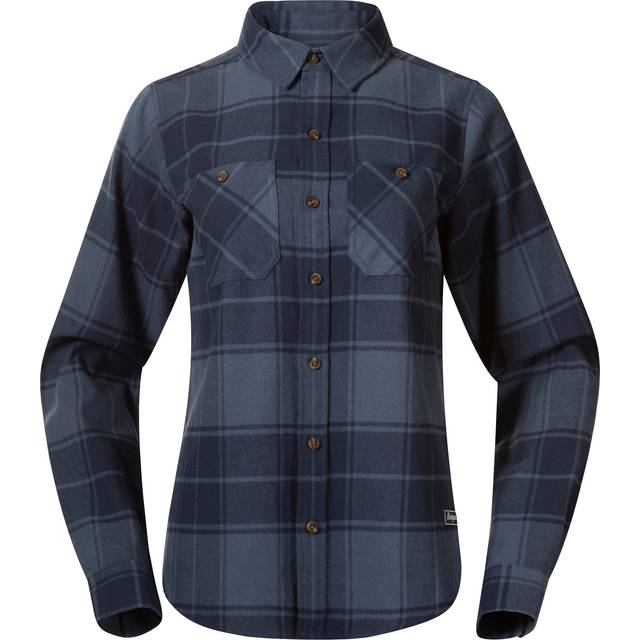 Bergans Women's Nordmarka Flannel Shirt Granite Blue/Navy Blue