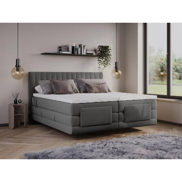 Komplett Boxspring Sett Med Sengegavl 2 x 90 x 200 cm Fløyel Sängpaket
