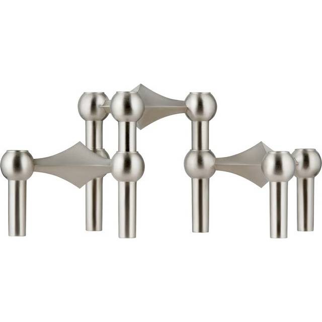 STOFF Nagel 3 Pakning Børstet Krom Lysestake 6.9cm 3st