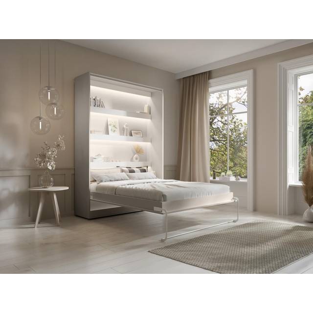 Vente-unique Uttrekkbar Skapseng 140 x 200 cm Manuell Vertikal Åpning Beige Rammemadrass