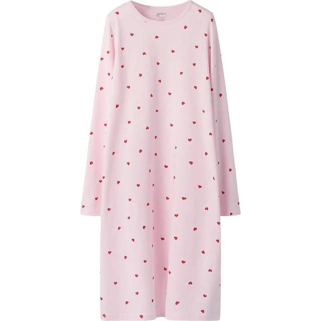 Name It Økologisk Bomull Nattkjole Nkfnightgown Hearts Noos - Pink