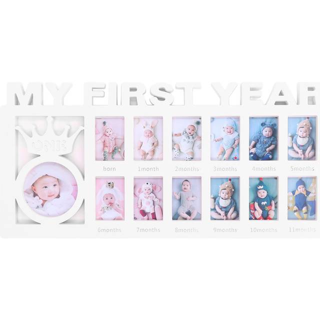 Newborn My First Year Photo Frame - Polished White