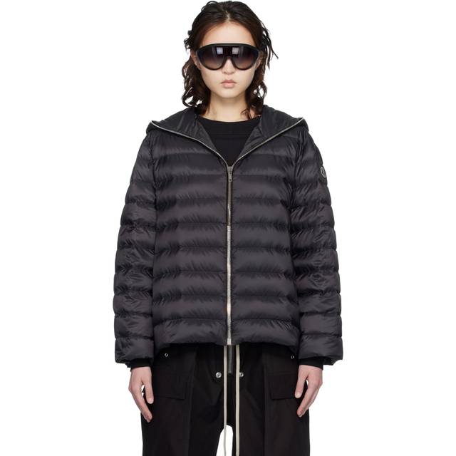 Rick Owens Ziplock Dunjakke med Hette - Svart