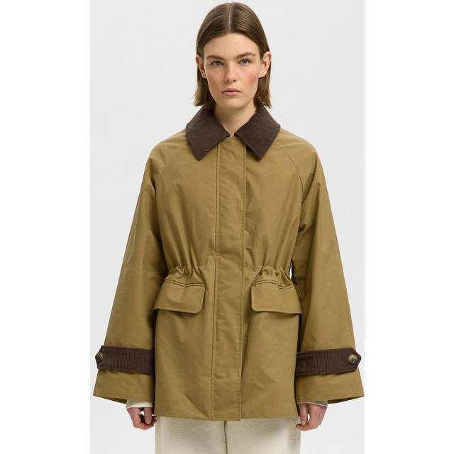 Selected Femme Wilma Waxed Clair Jacket - Brown