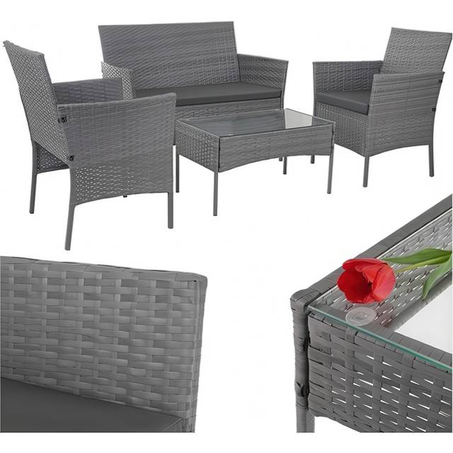 Mørkgrå Balkong Trädgård Loungesett