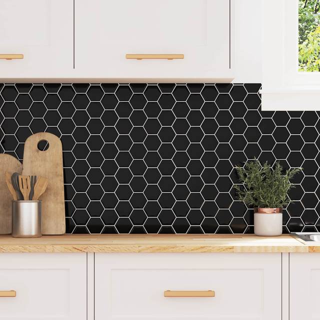 vidaXL Sekskantet Fliser 10 pcs Hvit Grå 30 x 30 cm