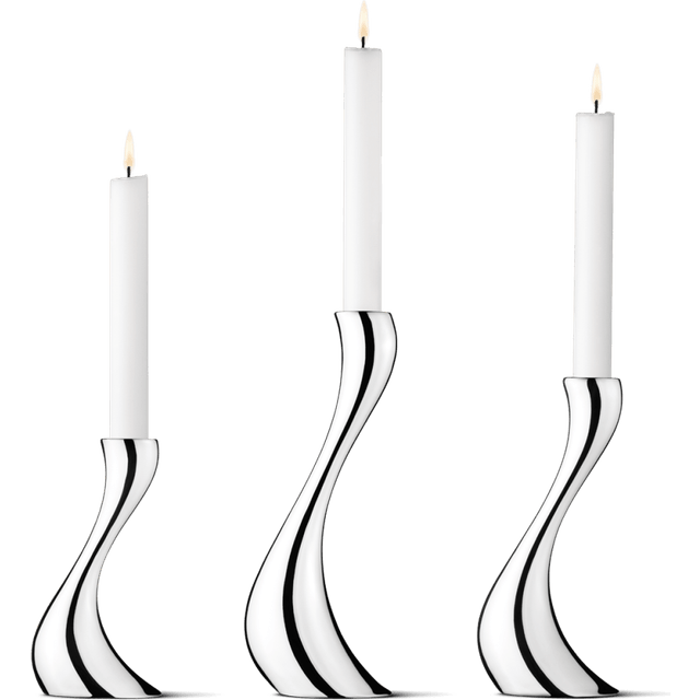 Georg Jensen Cobra Shiny Steel Lysestake 24cm 3st