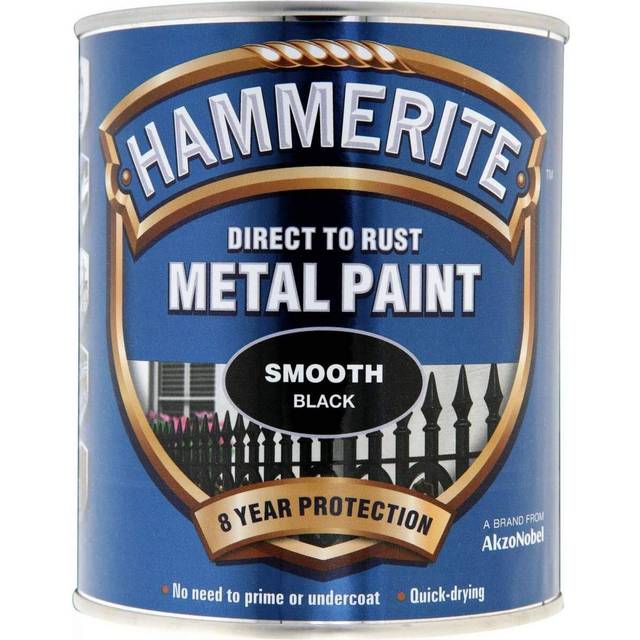 Hammerite Direct to Rust Smooth Effect Metallmaling Black 0.75L