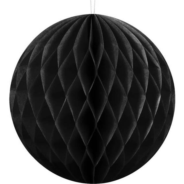PartyDeco Honeycomb Svart Sort Papirvæv Kugle 10 cm