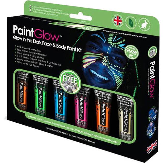 PaintGlow Glow in Dark UV Ansikts og Kroppsmalingsett