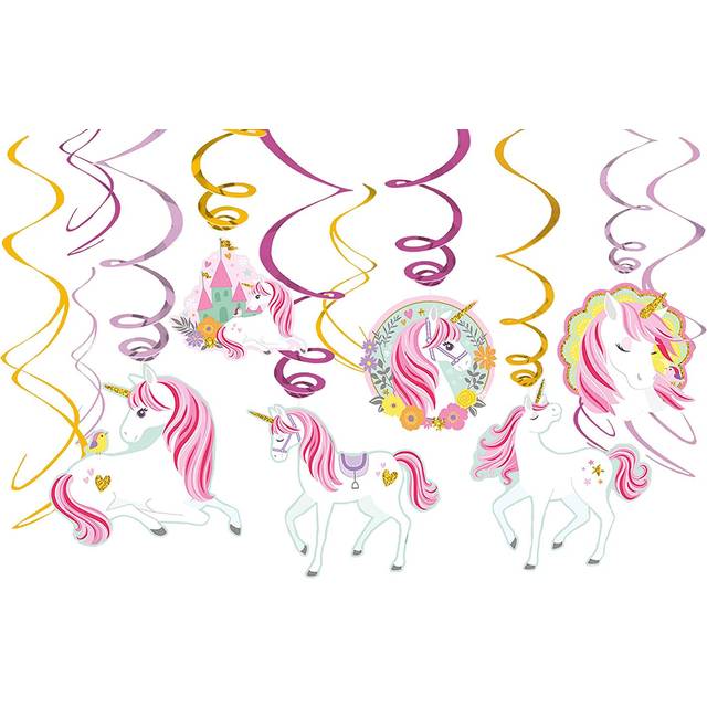 Amscan Swirls Unicorn Party Hengende Dekorasjon 12-Pakning